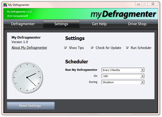 My Defragmenter Scheduler